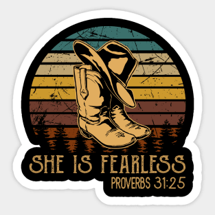 She Is Fearless Cowboy Boots Sticker